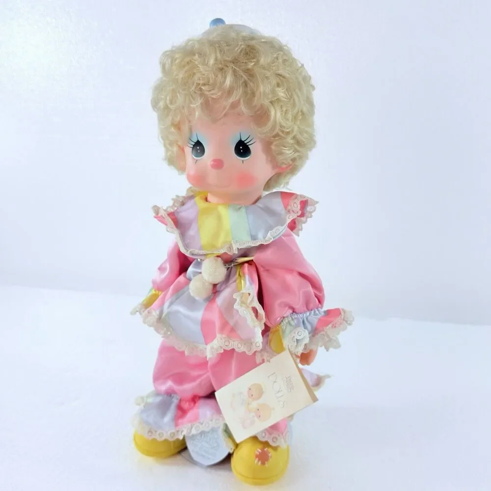 VTG Precious Moments Taffy The Clown Doll Pastel Ruffle 1980s Toy W/ Tag & Stand